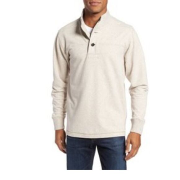 Jeremiah Taylor Quarter Button Pullover Beige Mock-Neck Sweater XL - Picture 1 of 14